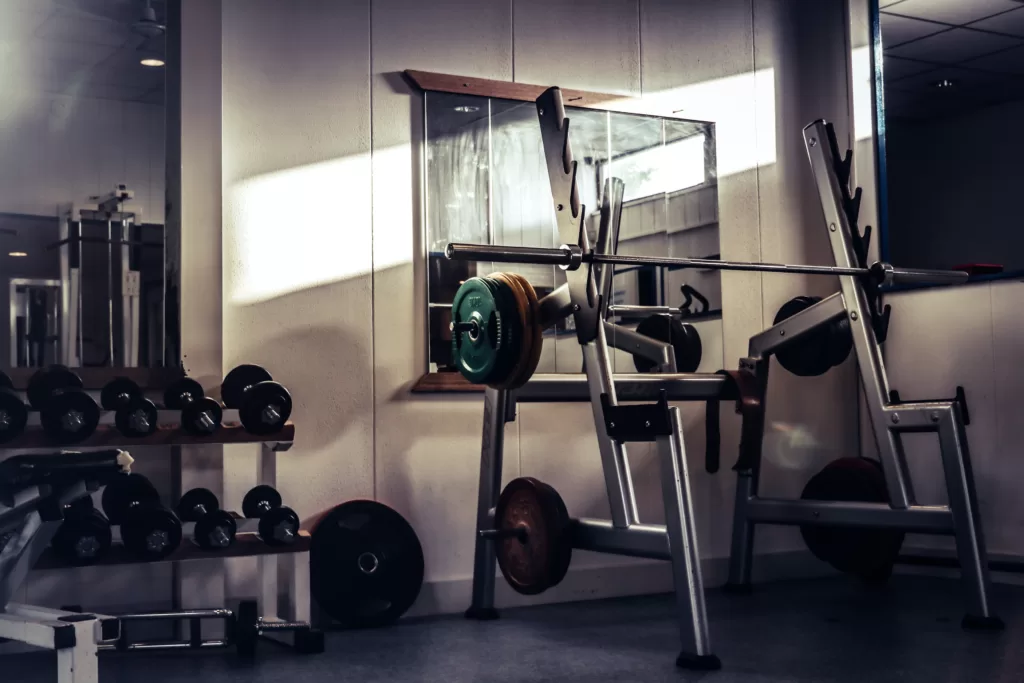 crossfit equipment in a home gym